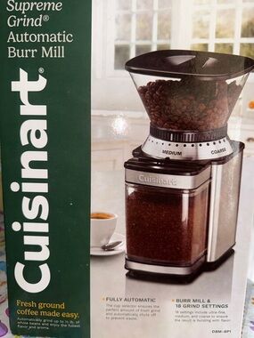 Cuisinart Coffee Grinder in Black and Silver with Clear Hopper